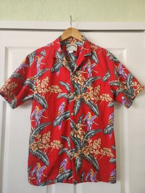 Vintage Paradise Found Magnum PI Hawaiian Shirt - Red - Tropical - Large